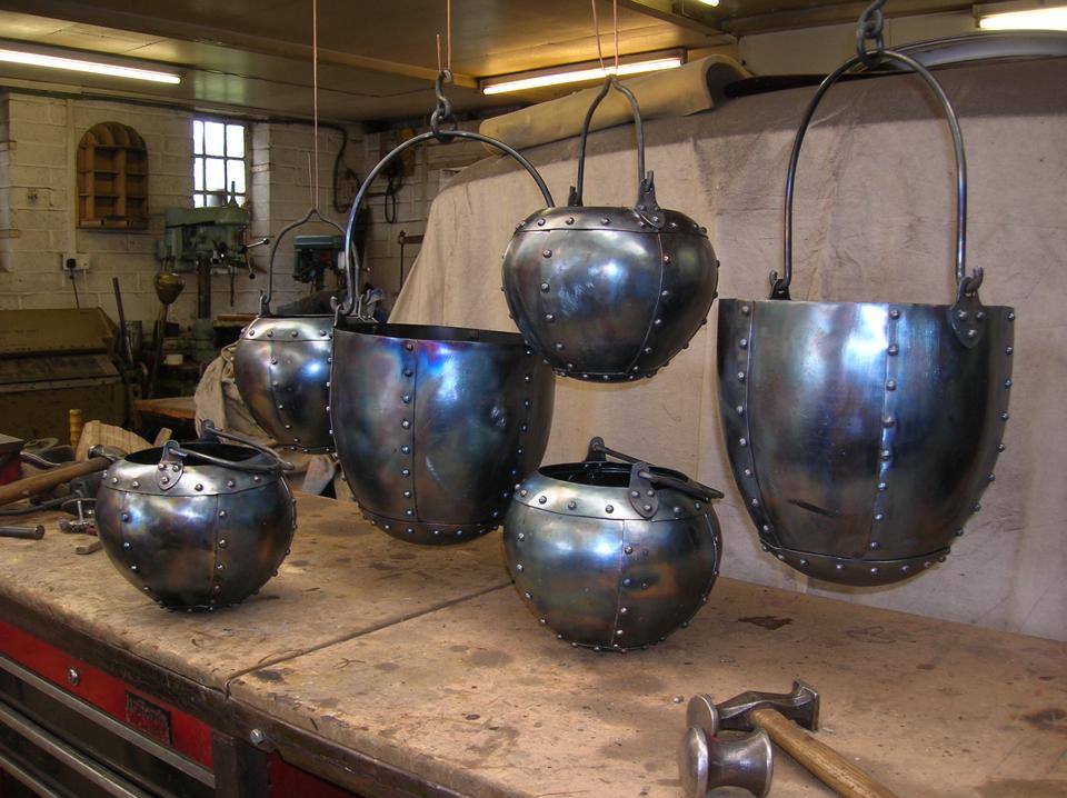 Hand-raised riveted cauldrons made for the film Robin Hood