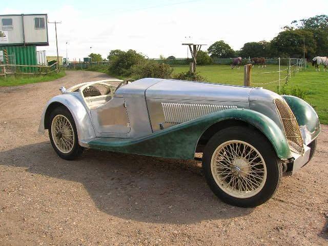 Coachbuilt Riley sports car, finished