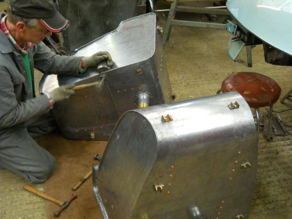 Reproduction Rolls-Royce Silver Ghost fuel tanks in tinned steel, riveted and soldered